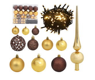 6-dijelni set božićnih kuglica s vrhom 150 LED zlatno-brončani