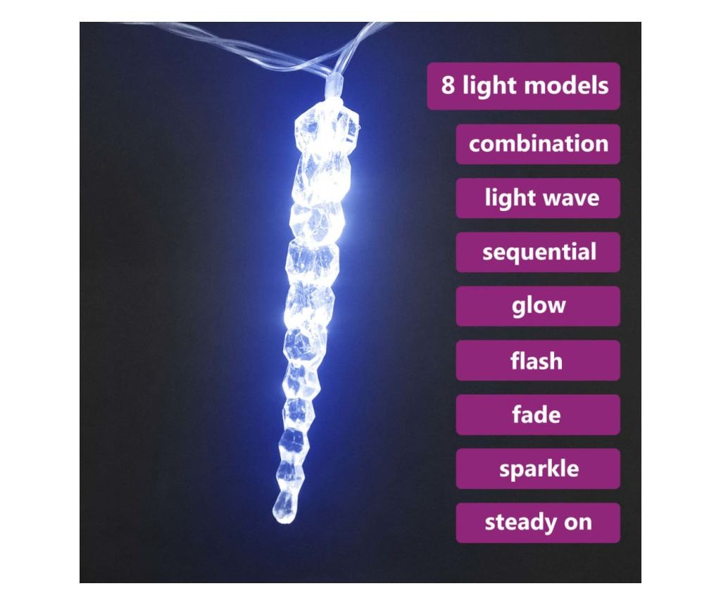 Božićne svjetiljke ledenice 40 kom. plava akril daljinski upravljač - 5