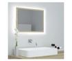Oglindă de baie LED, stejar sonoma, 60x8,5x37cm, lemn prelucrat