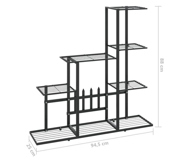 Stalak za cvijeće 94,5 x 25 x 88 cm crni metalni