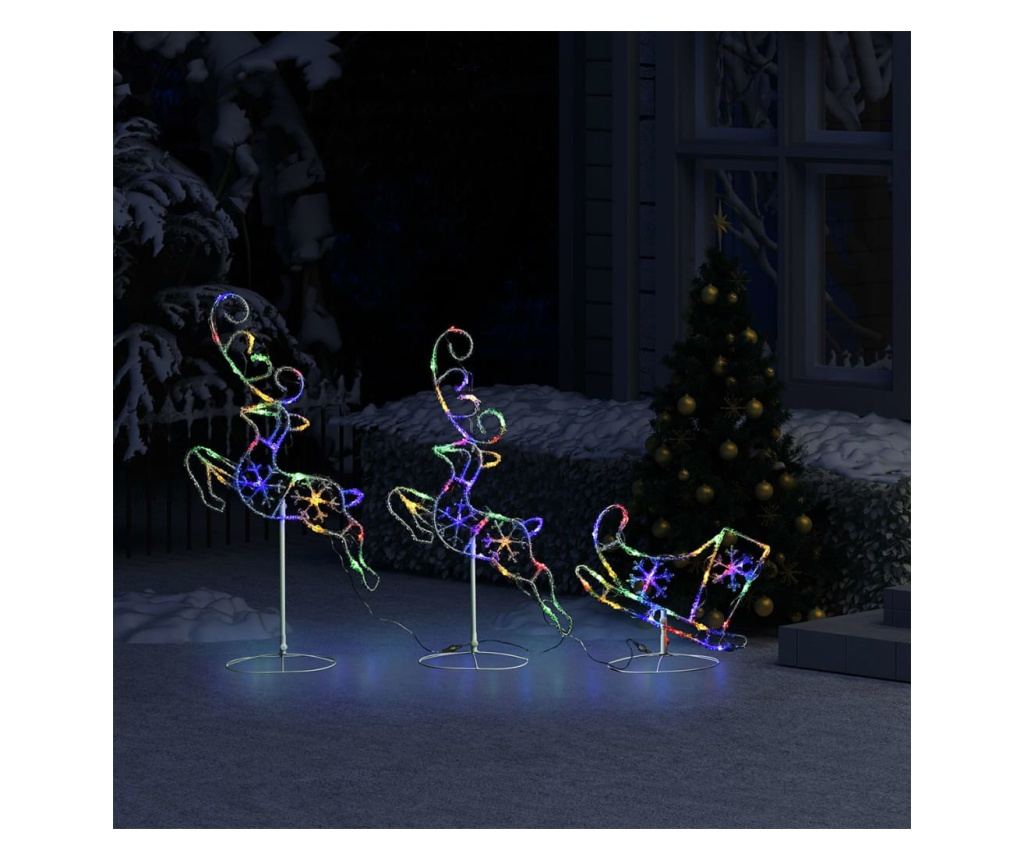 Sanjke i sobovi za Božić, šareni, 260x21x87 cm, akril - 3