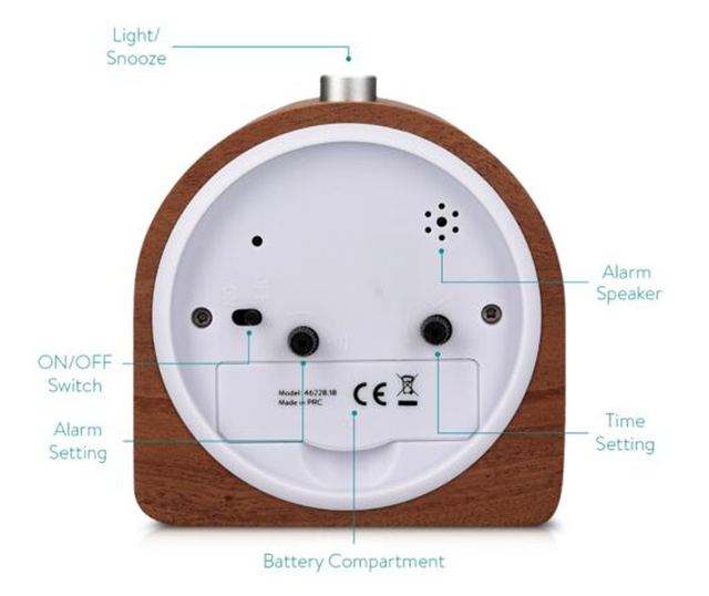 Аналогов дървен будилник Snooze Retro, 46228.18