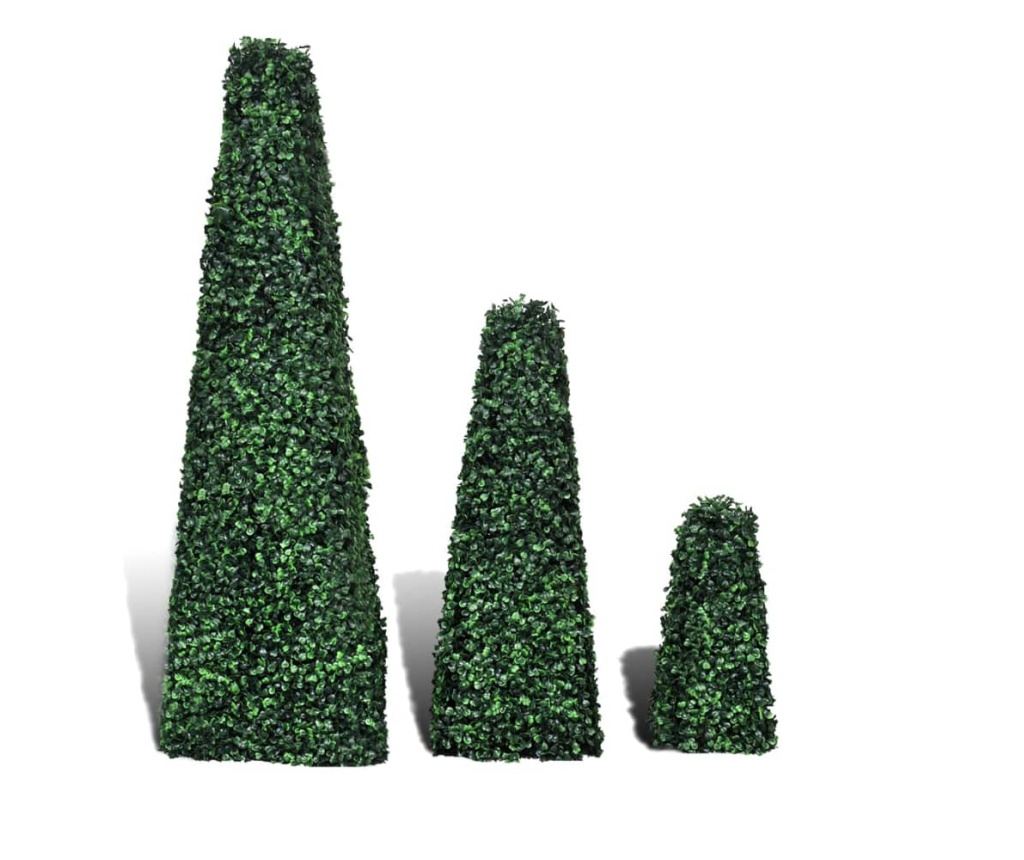 Umjetni ukrasni grmovi piramida na stabljici, 3 kom. - 2
