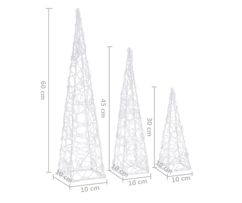LED Dekorativni Set Konusa, Hladno Bijela, 30/45/60 cm, Akril - 9
