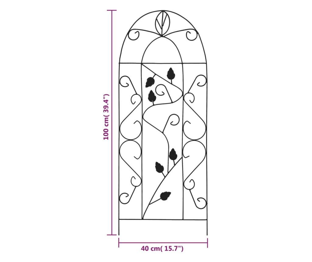 Podupirači za penjačice, 3 kom., crna, 40 x 100 cm, željezo - 5