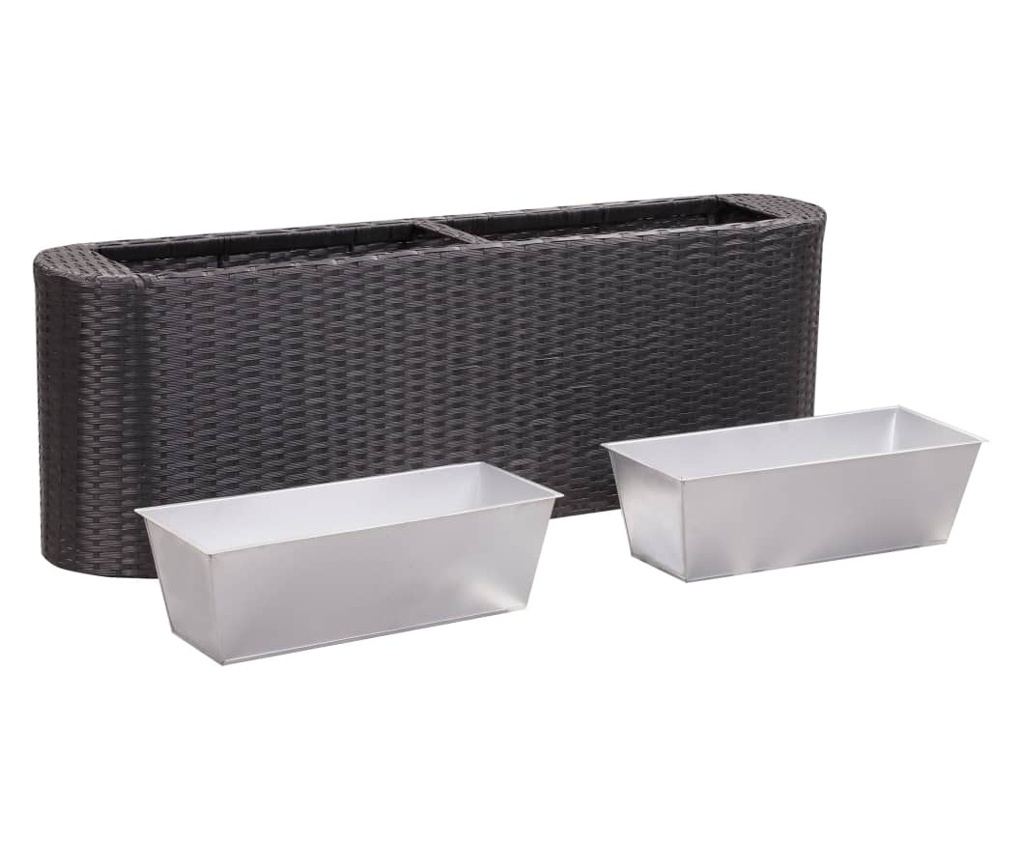 Черна повдигната градинска леха 120x24x40 см от полиратан - 2