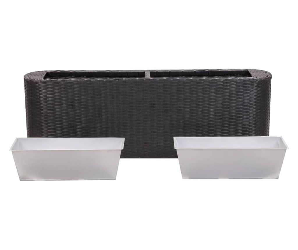 Черна повдигната градинска леха 120x24x40 см от полиратан - 3