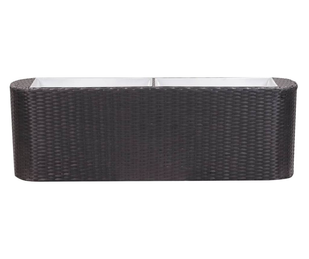 Черна повдигната градинска леха 120x24x40 см от полиратан - 4