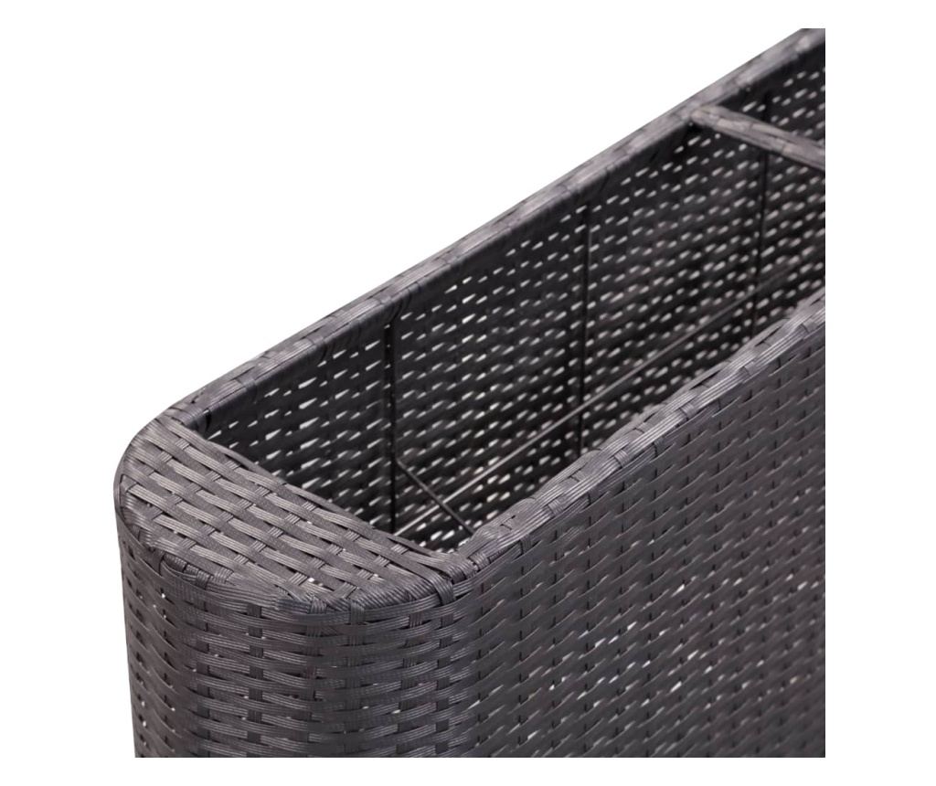Черна повдигната градинска леха 120x24x40 см от полиратан - 6