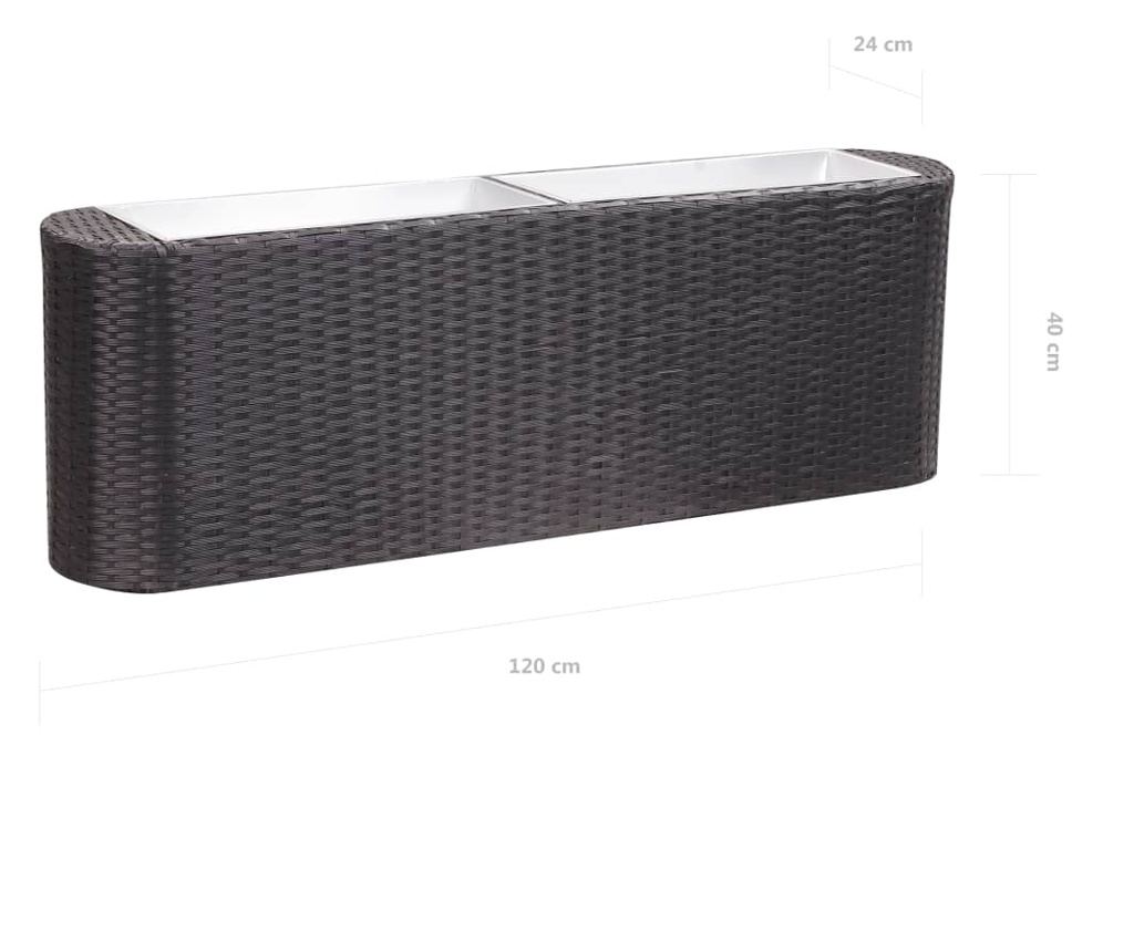 Черна повдигната градинска леха 120x24x40 см от полиратан - 7