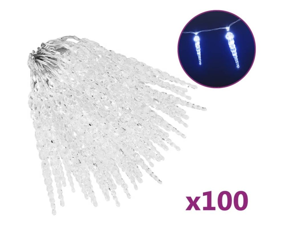 Božićne svjetiljke ledenice, 100 kom., plave, akril - 2