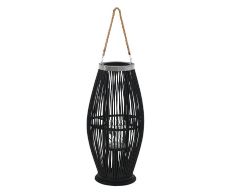 fekete bambusz függő gyertyatartó lámpás, 60 cm