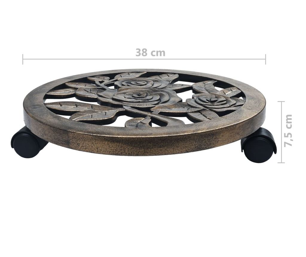 Stalci za biljke s kotačićima, 6 kom., bronca, 38 cm, plastika - 5