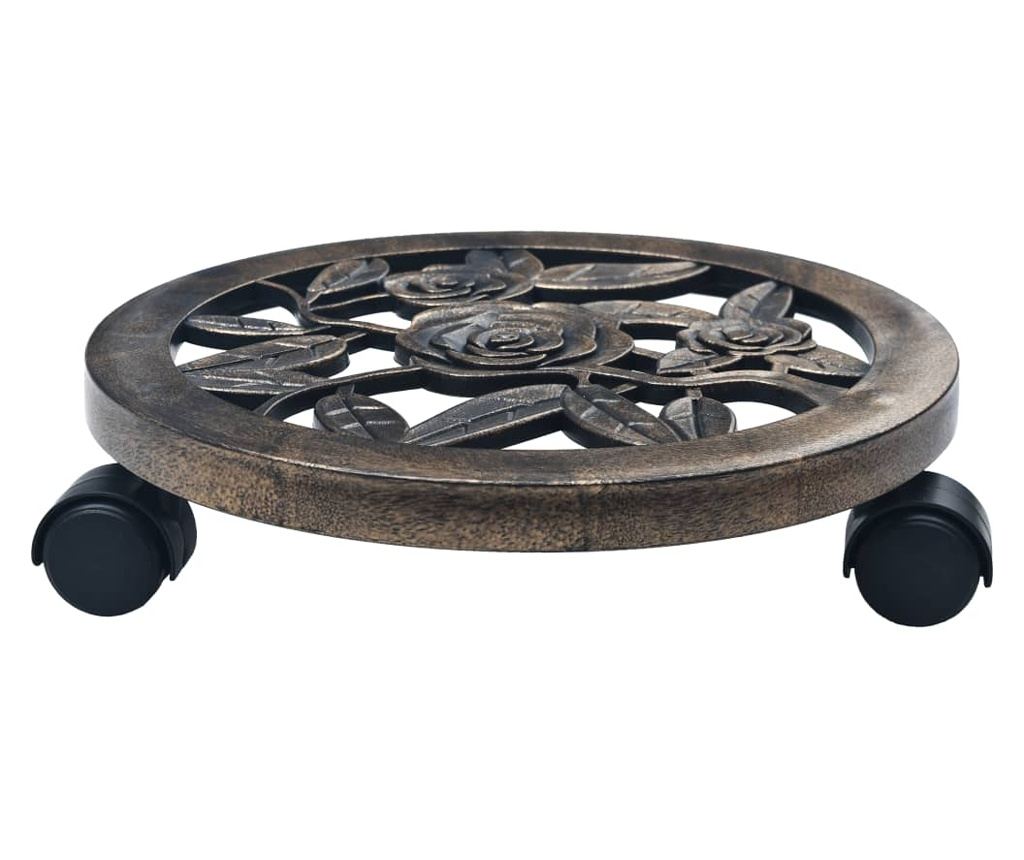 Stalci za biljke s kotačićima, 6 kom., bronca, 30 cm, plastika - 2