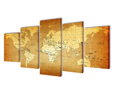 Set tablouri de pânză imprimate cu harta lumii 200 x 100 cm