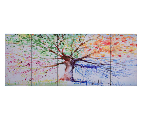 többszínű nyomtatott fa vászon falikép szett 200 x 80 cm