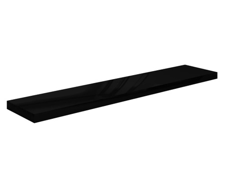 Raft perete suspendat, negru extralucios, 120x23,5x3,8 cm, MDF