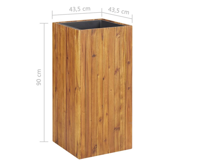 Strat înălțat de grădină, 43,5x43,5x90 cm, lemn masiv de acacia