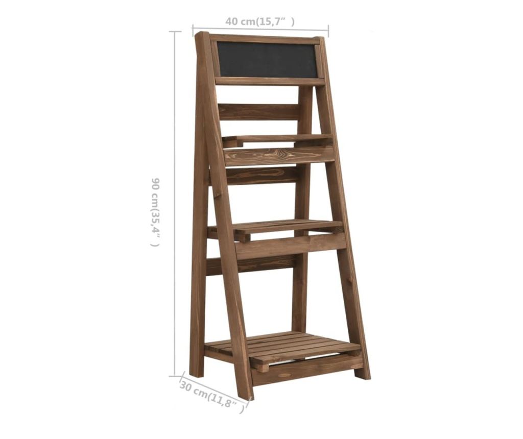 Stalak za biljke, 3 razine, 40x30x90 cm, masivno drvo jele - 7