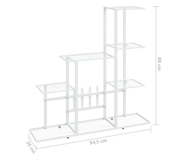 Stalak za cvijeće 94,5 x 25 x 88 cm bijeli metalni