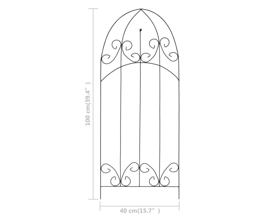 Podupirači za penjačice, 3 kom., crna, 40 x 100 cm, željezo - 5