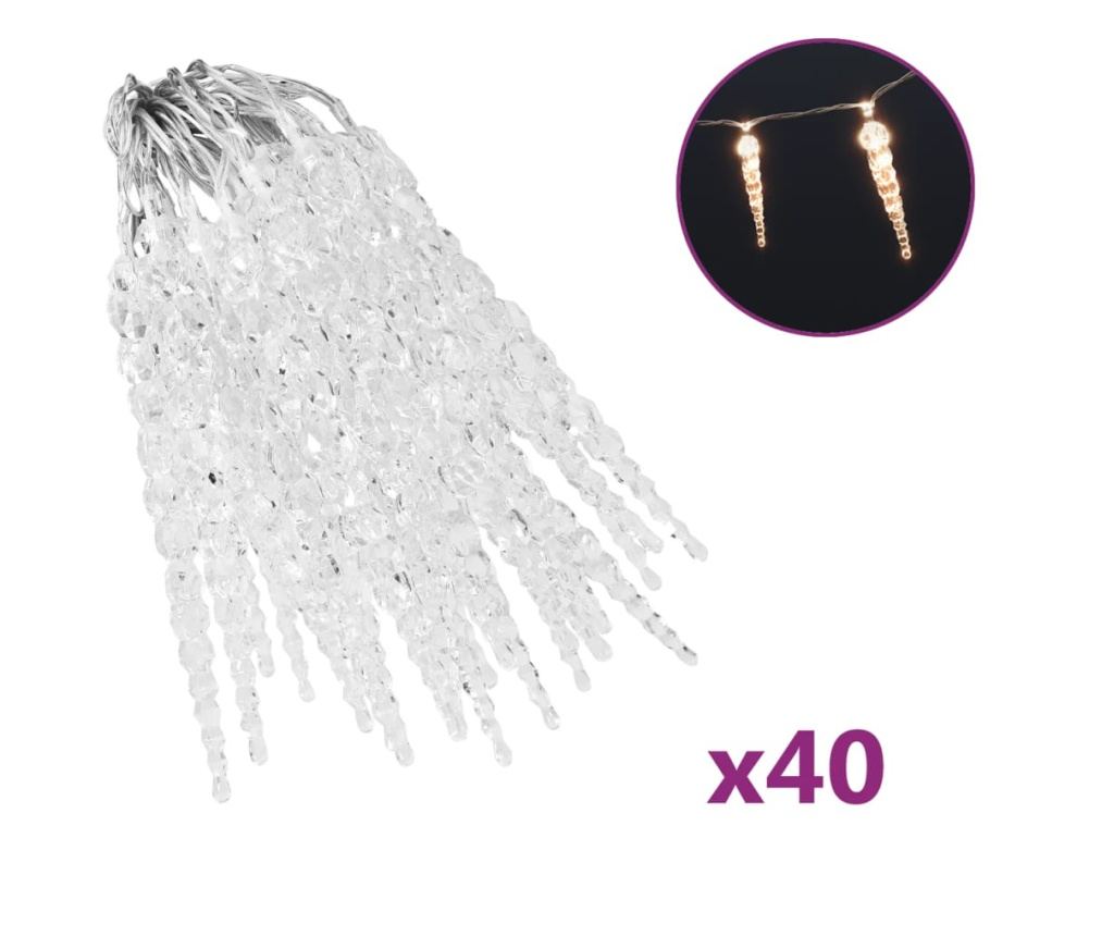 Božićna svjetla ledenica 40 kom. toplo bijela akril daljinski upravljač - 2