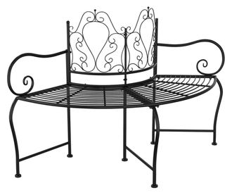Banca circulara de copac, negru, 150 cm, otel