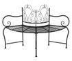 Banca circulara de copac, negru, 150 cm, otel