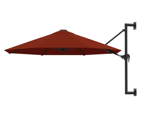 Parasol ścienny na metalowym słupku, 300 cm, kolor terakota