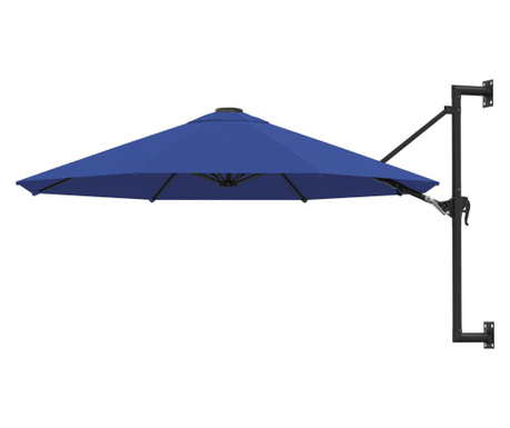 Parasol ścienny na metalowym słupku, 300 cm, niebieski