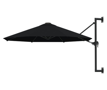 Parasol ścienny na metalowym słupku, 300 cm, czarny
