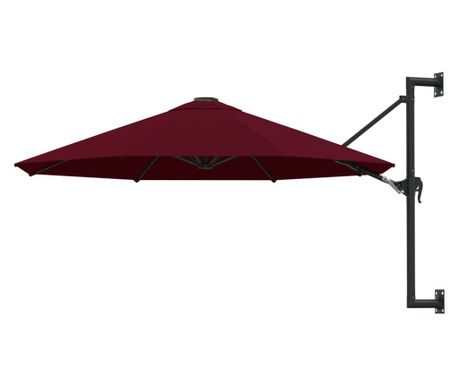 Parasol ścienny na metalowym słupku, 300 cm, burgund