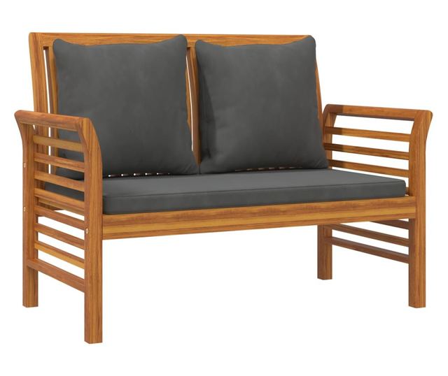 Градински комплект с възглавници, 5 части, масивно акациево дърво