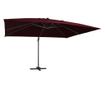 Konzolni suncobran s LED svjetlima 400 x 300 cm bordo