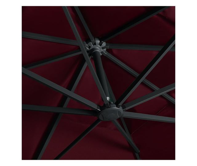 Konzolni suncobran s LED svjetlima 400 x 300 cm bordo