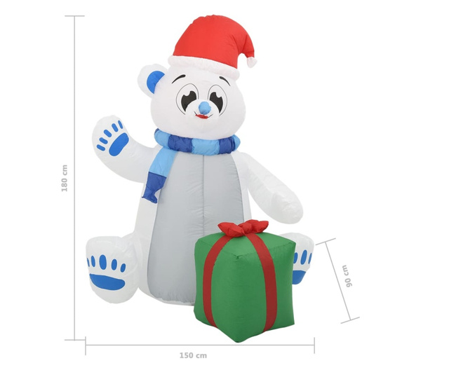 Božićni polarni medvjed na napuhavanje LED 1,8 m