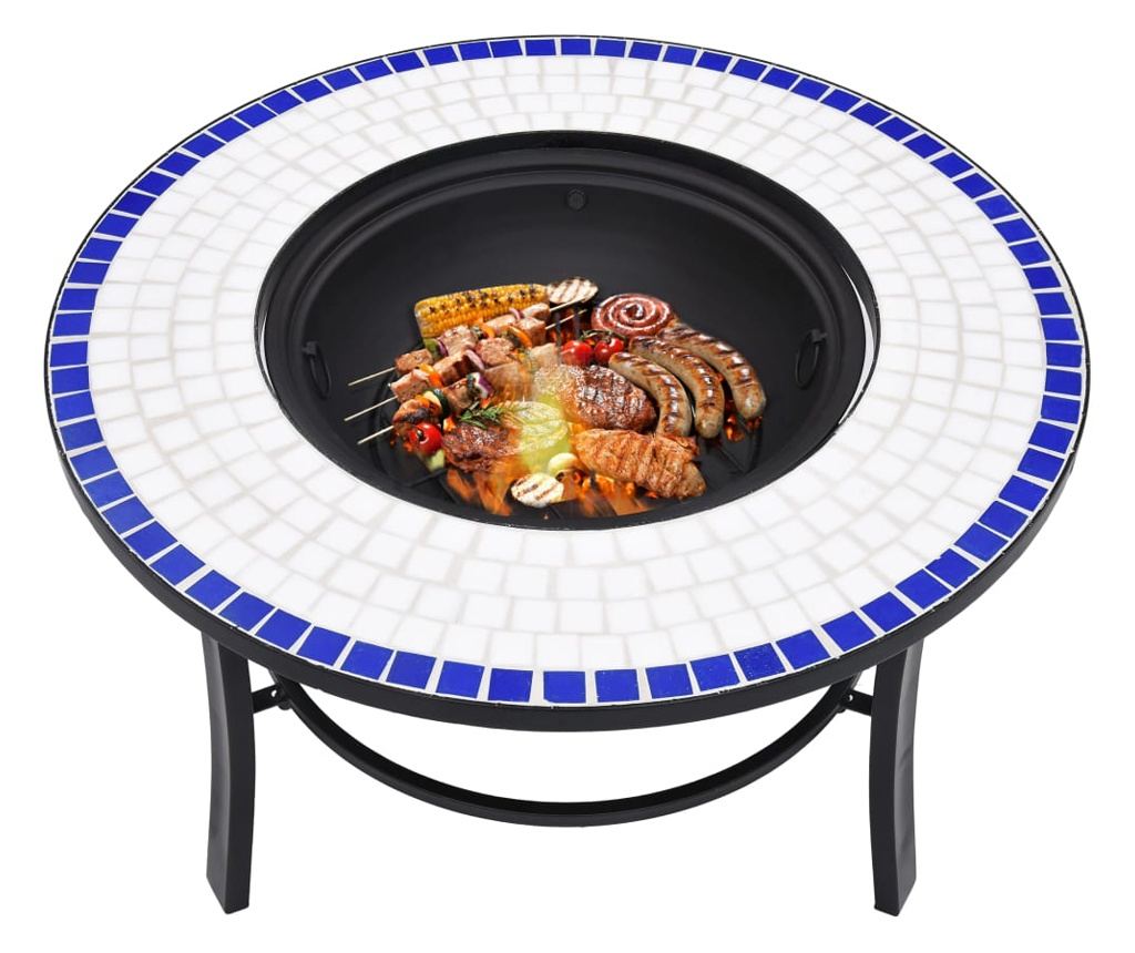 Mozaikno ognjište, plavo & bijelo, 68 cm, keramika - 5