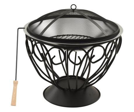313360 2-in-1 Fire Pit and BBQ with Poker 59x59x60 cm Stainless Steel 