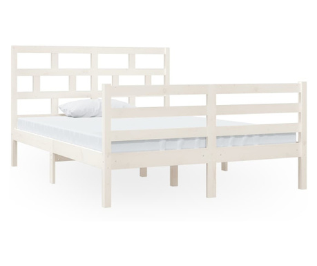 Okvir za krevet od masivnog drva bijeli 135x190 cm 4FT6 bračni