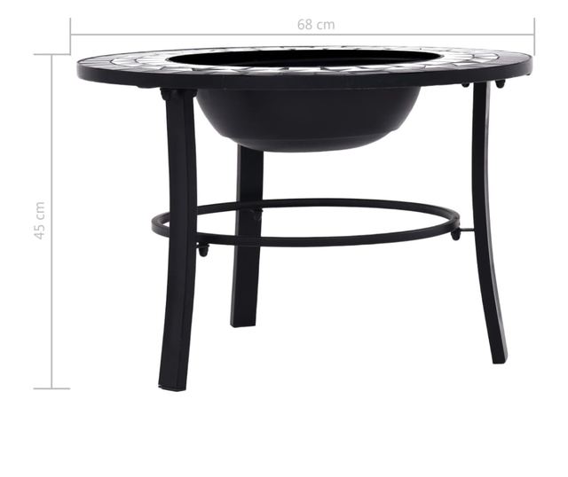 Vatrogasna jama s mozaikom, crno-bijela, 68 cm, keramika