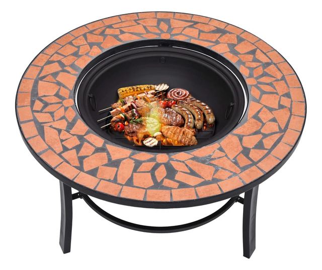 Ognjište s mozaikom, ciglasto, 68 cm, keramika