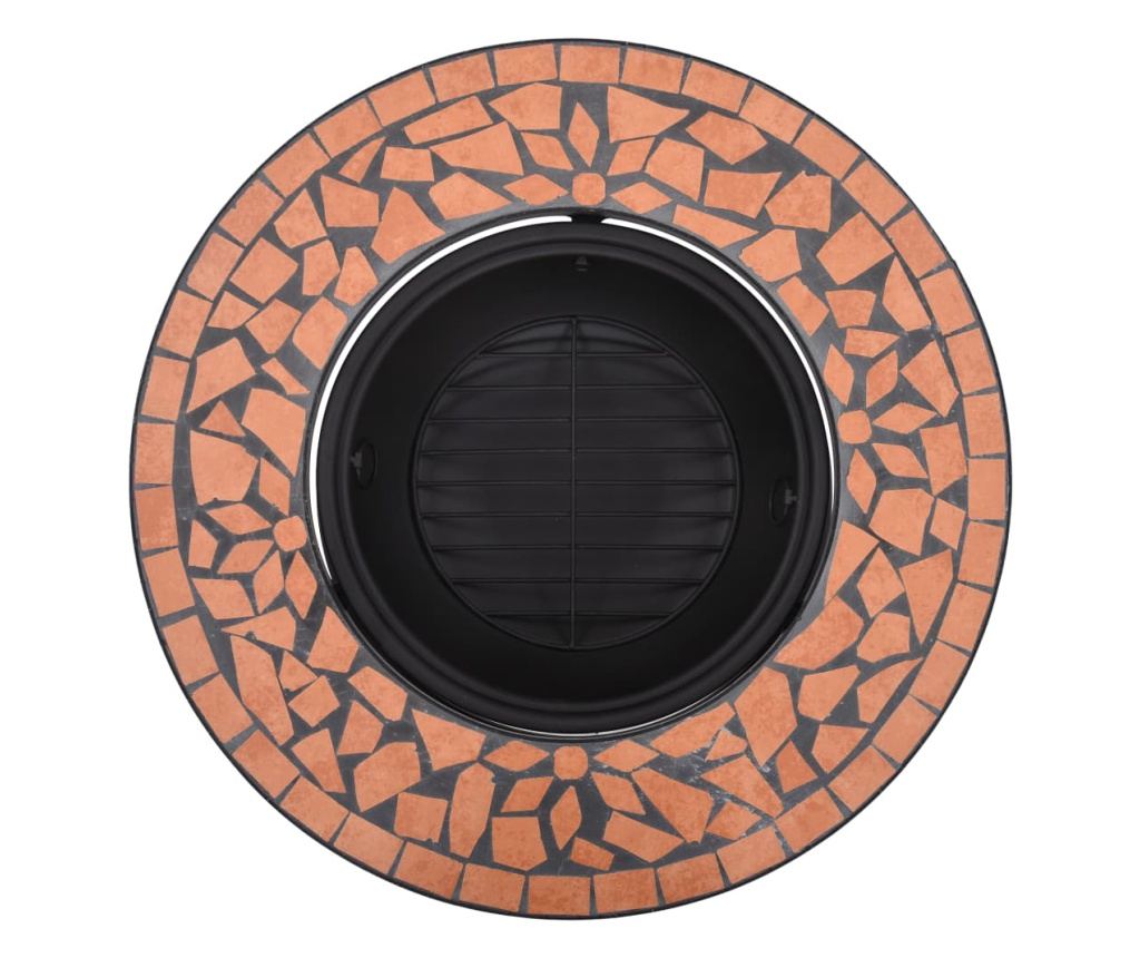 Vatră de foc cu mozaic, cărămiziu, 68 cm, ceramică - 6