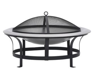 Vatra de foc de exterior cu gratar, 76 cm, otel inoxidabil