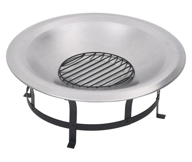 Vatra de foc de exterior cu gratar, 76 cm, otel inoxidabil