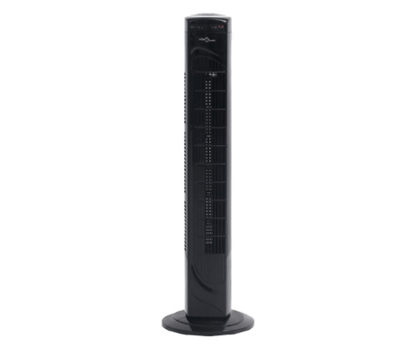fekete toronyventilátor távirányítóval és időzítővel Φ24x80 cm