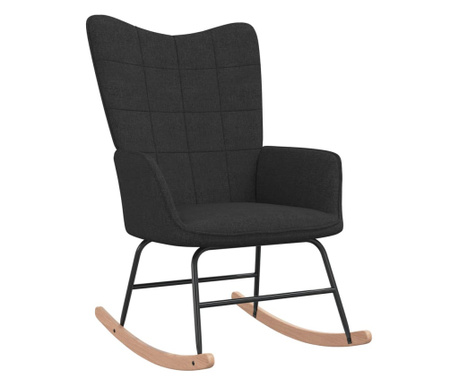 Fotel bujany, czarny, tapicerowany tkaniną