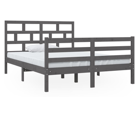 Okvir za krevet od masivnog drva sivi 135 x 190 cm 4FT6 bračni