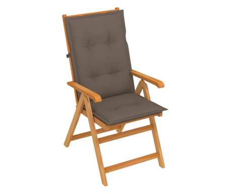 Krzesło ogrodowe z poduszkami w kolorze taupe, drewno tekowe