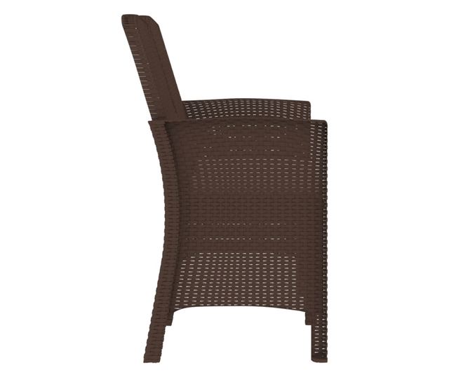 2-személyes barna PP-rattan kerti pad párnákkal