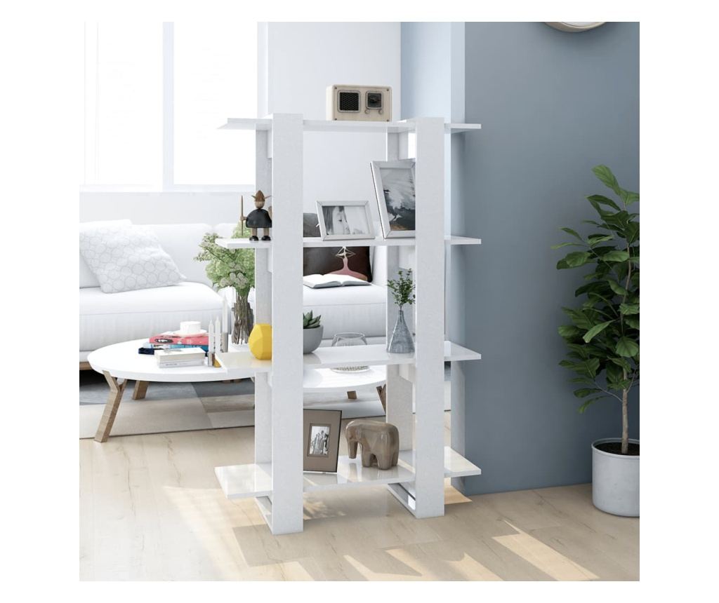 magasfényű fehér könyvszekrény/térelválasztó 80 x 30 x 123,5 cm - 3